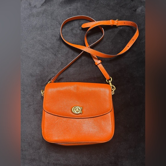 Orange Leather Coach Crossbody Bag